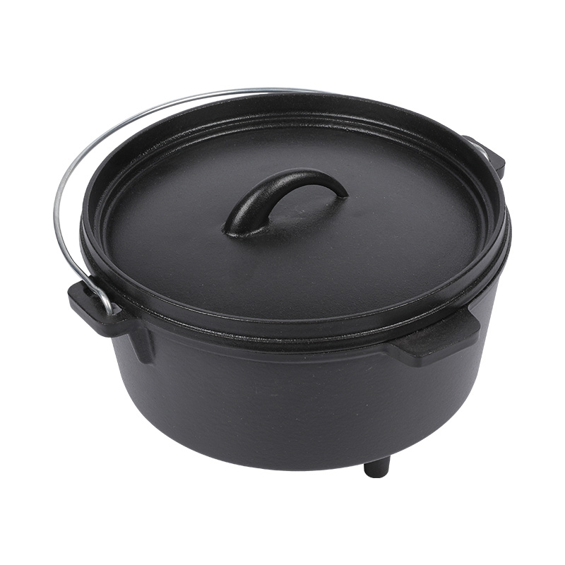 Olla para estofar de camping con horno holandés de hierro fundido para exteriores